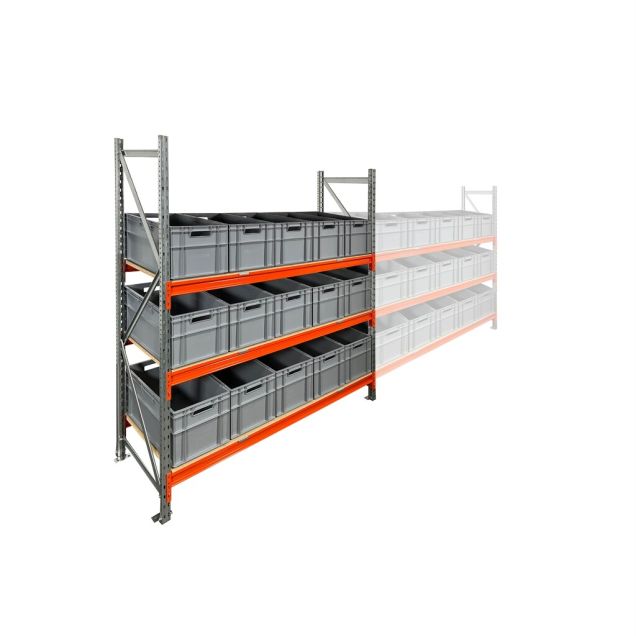 Bakkenkast AR 2000x2250x600 mm (hxbxd) 3 niveaus met 15 euronormbakken grijs beginsectie