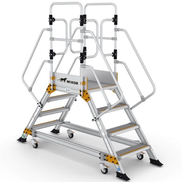 Platformtrap Wixor dubbel met veerwielen 4 treden