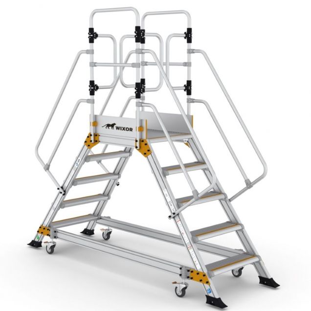 Platformtrap Wixor dubbel met veerwielen 5 treden