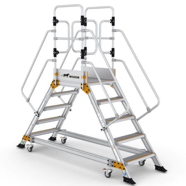 Platformtrap Wixor dubbel met veerwielen 5 treden