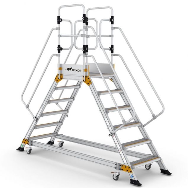 Platformtrap Wixor dubbel met veerwielen 6 treden