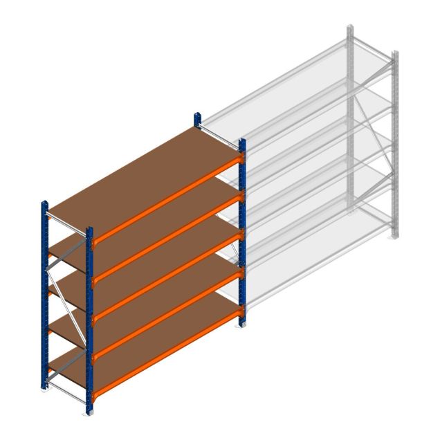 Grootvakstelling Kimer 1750x1500x600 mm (hxbxd) 5 niveaus beginsectie met voorgemonteerde frames
