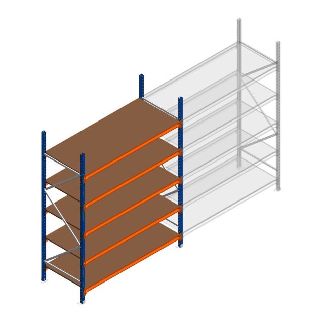 Grootvakstelling Kimer 2250x1500x800 mm (hxbxd) 5 niveaus beginsectie met voorgemonteerde frames