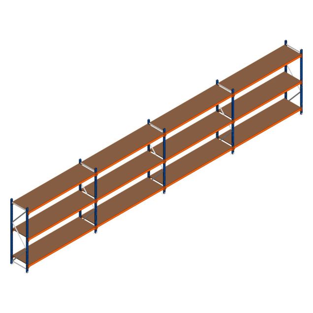 Voordeelrij grootvakstelling Kimer 1750x9250x600 mm (hxbxd) 3 niveaus met voorgemonteerde frames
