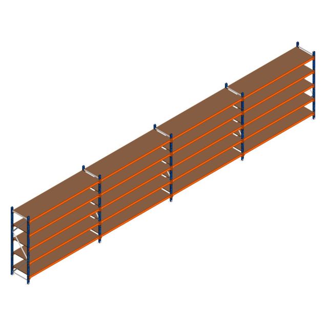 Voordeelrij grootvakstelling Kimer 1750x9250x600 mm (hxbxd) 5 niveaus met voorgemonteerde frames