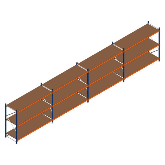Voordeelrij grootvakstelling Kimer 1750x9250x800 mm (hxbxd) 3 niveaus met voorgemonteerde frames