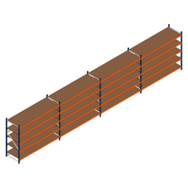 Voordeelrij grootvakstelling Kimer 1750x9250x800 mm (hxbxd) 5 niveaus met voorgemonteerde frames