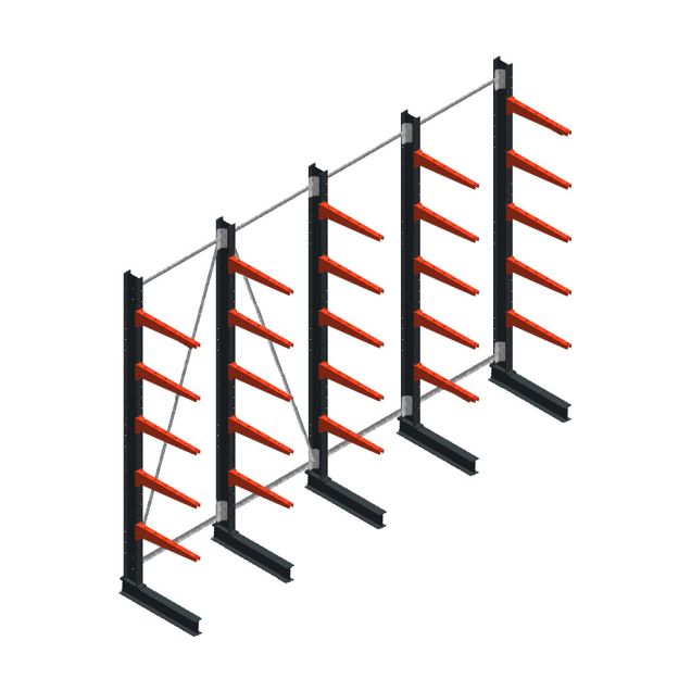 Voordeelrij medium draagarmstelling enkelzijdig 3000x5000x600mm (hxbxd) 5 niveaus 290/arm