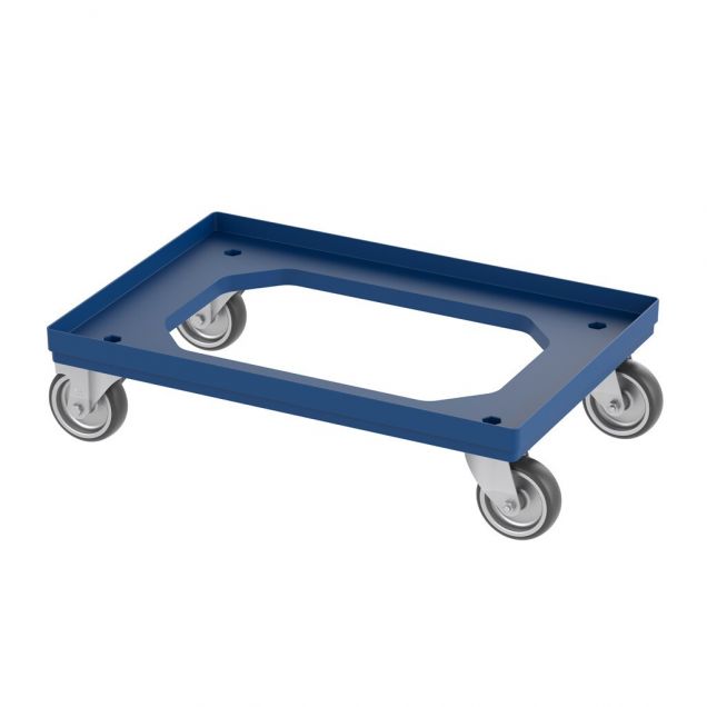 Eurobakken rolplateau 250 kg zonder rem blauw