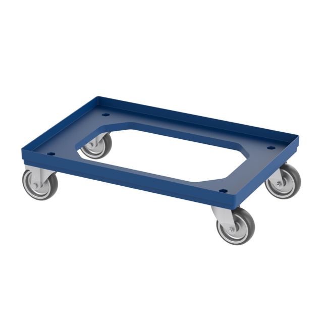 Eurobakken rolplateau 250 kg zonder rem blauw