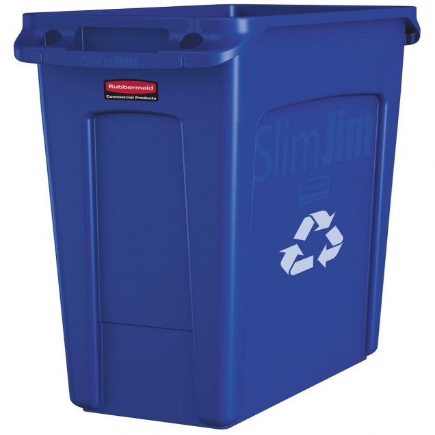 Slim Jim container met luchtsleuven, 87ltr blauw, Rubbermaid
