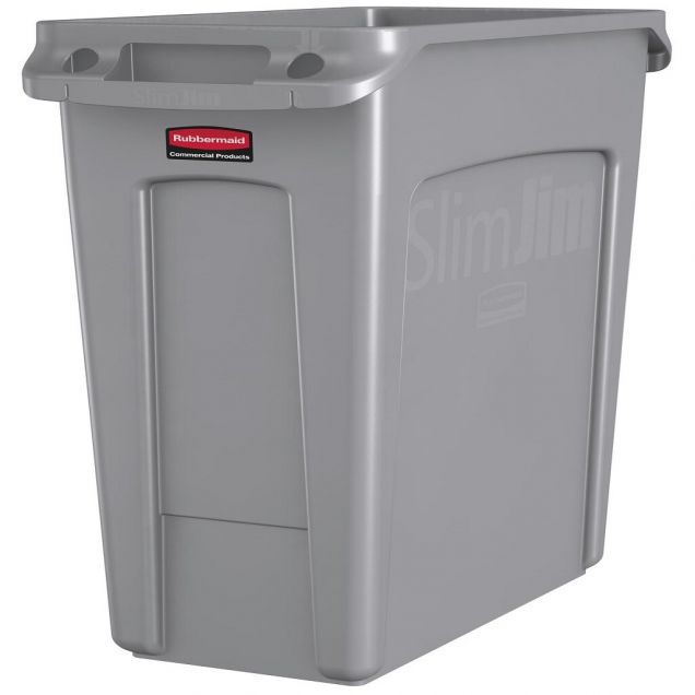 Slim Jim container met luchtsleuven, 87ltr grijs, Rubbermaid