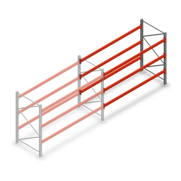 Palletstelling AR T2 2000x2700x1100mm (hxbxd) 3 niveaus 2844kg/niv aanbouwsectie met voorgemonteerde frames