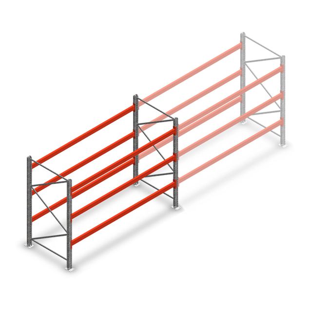 Palletstelling AR T2 2000x2700x1100mm (hxbxd) 3 niveaus 2844kg/niv beginsectie met voorgemonteerde frames