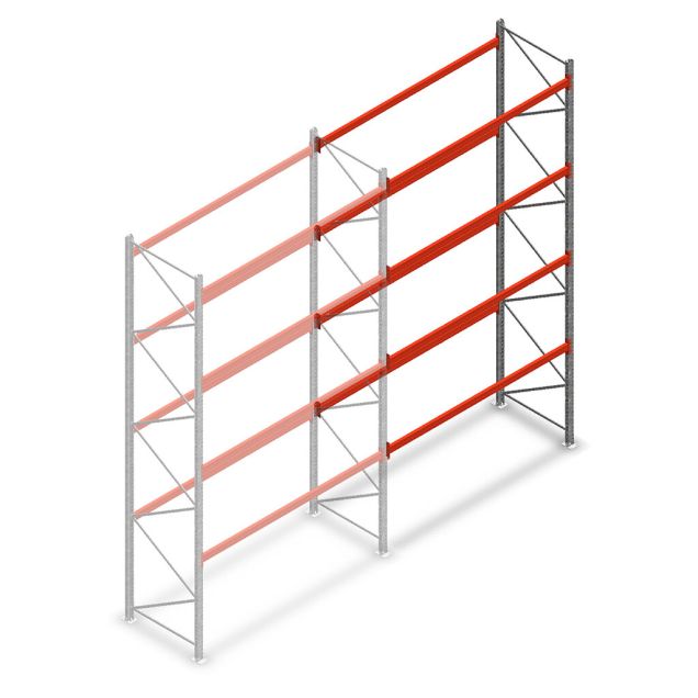 Palletstelling AR T2 5000x2700x1100mm (hxbxd) 4 niveaus 1820kg/niv aanbouwsectie