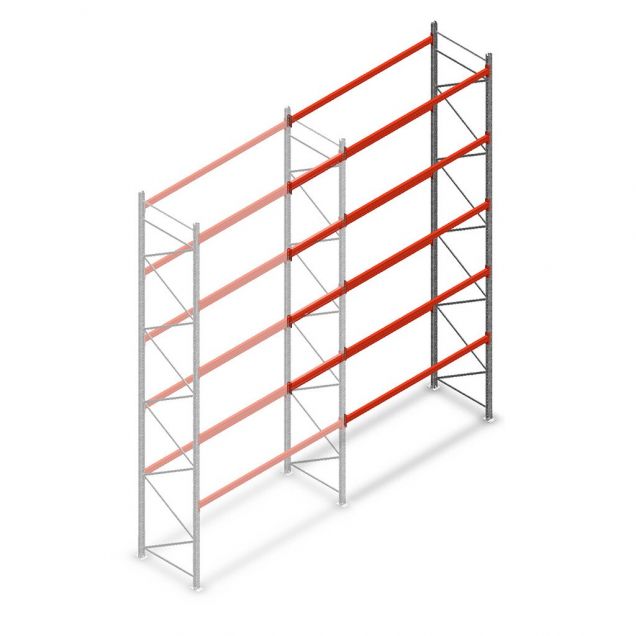 Palletstelling AR T2 6000x2700x1100mm (hxbxd) 5 niveaus 2844kg/niv L2 aanbouwsectie