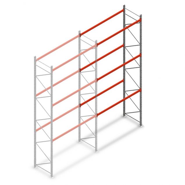 Palletstelling AR T2 6000x2700x1100mm (hxbxd) 3 niveaus 3636kg/niv aanbouwsectie