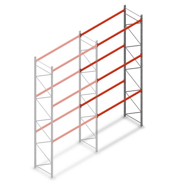 Palletstelling AR T2 6000x2700x1100mm (hxbxd) 3 niveaus 3636kg/niv aanbouwsectie