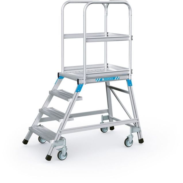 Verrijdbare platformtrap Zarges aluminium enkel 4 treden 960 mm