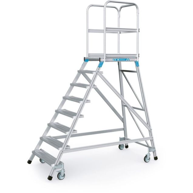 Verrijdbare platformtrap Zarges aluminium enkel 8 treden 1920 mm