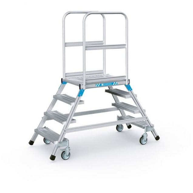 Verrijdbare platformtrap Zarges aluminium dubbel 2x4 treden 960 mm