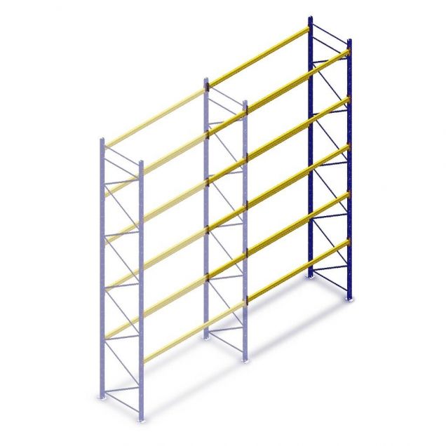 Gebruikte Esmena palletstelling 7100x3600x1100mm (hxbxd) 5 niveaus aanbouwsectie
