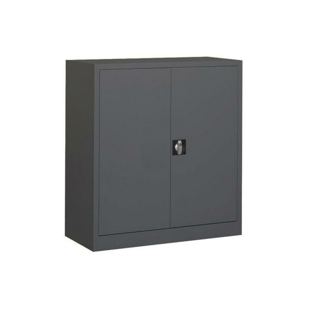 Afsluitbare metalen draaideurkast, magazijnkast 1200x920x420 mm (hxbxd) zwart