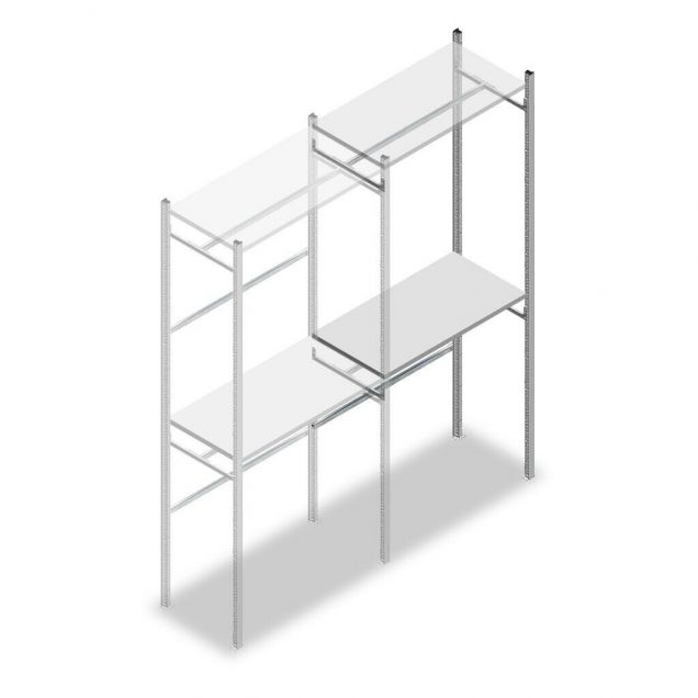 Confectiestelling Medium Duty 2500x1000x500 mm (hxbxd) 2 stangen 2 legborden aanbouwsectie