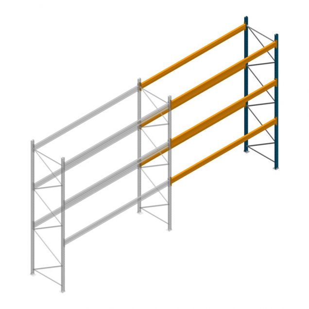 Gebruikte JH MPB palletstelling 4000x3600x1100mm (hxbxd) 3 niveaus aanbouwsectie