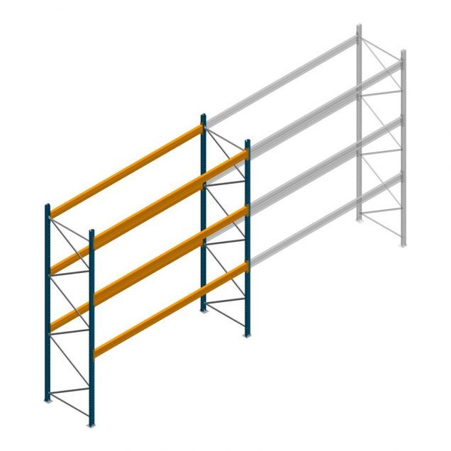 Gebruikte JH MPB palletstelling 4000x3600x1100mm (hxbxd) 3 niveaus beginsectie