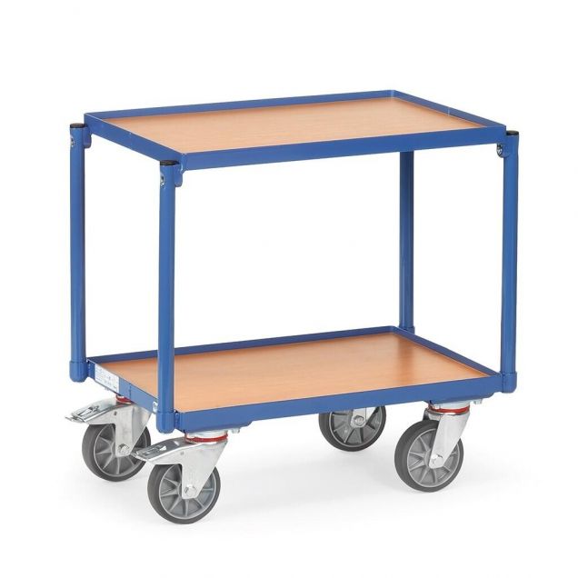 Eurobakken rolplateau 250 kg met 2 houten etages 605x405