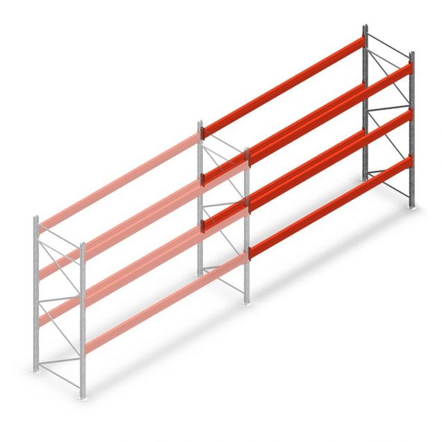 Deels gebruikte AR T2 palletstelling 3850x3600x1100 mm (hxbxd) 3 niveaus aanbouwsectie