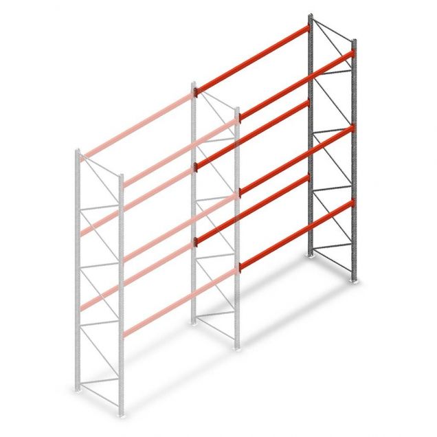 Gebruikte AR T2 palletstelling 4800x3600x1100mm (hxbxd) 3 niveaus aanbouwsectie
