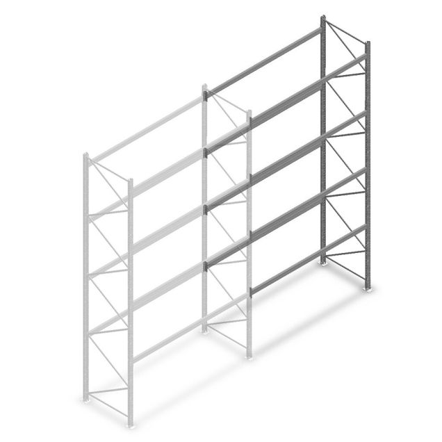 Gebruikte Dexion P90 palletstelling 7200x3400x1100mm (hxbxd) 4 niveaus aanbouwsectie