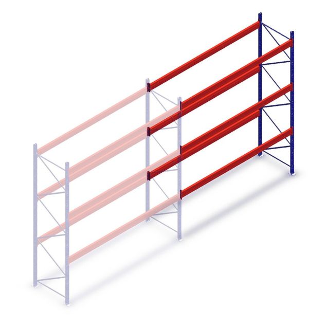 Gebruikte Esmena palletstelling 4000x3550x1000 mm (hxbxd) 3 niveaus aanbouwsectie