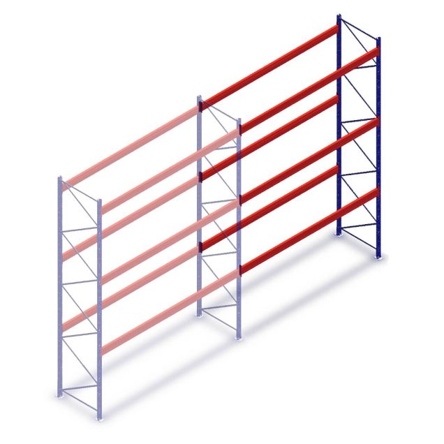 Gebruikte Esmena palletstelling 4050x3300x1050mm (hxbxd) 3 niveaus aanbouwsectie