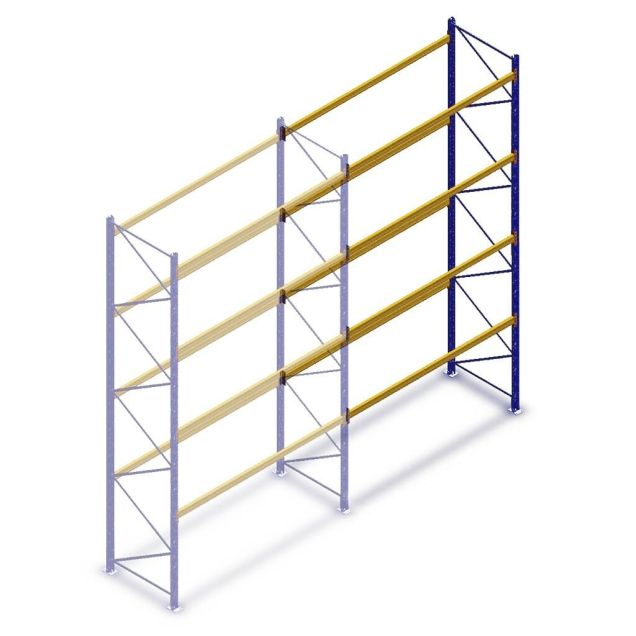 Gebruikte Esmena palletstelling 5800x2700x1100mm (hxbxd) 4 niveaus aanbouwsectie