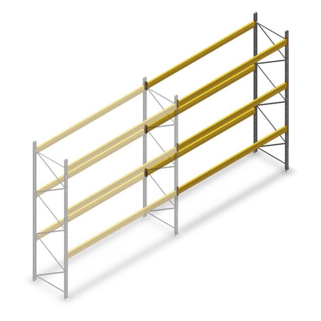 Gebruikte Polypal palletstelling 6250x3600x1100 mm (hxbxd) 3 niveaus aanbouwsectie