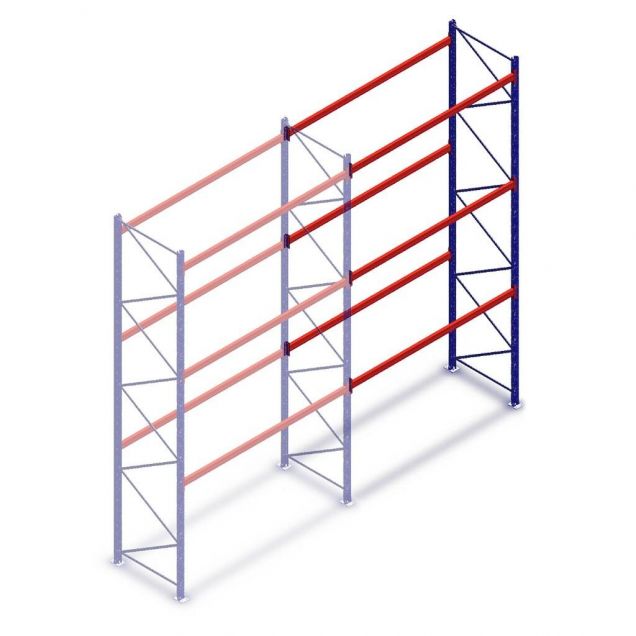 Deels gebruikte Mecalux palletstelling 5000x2700x1100 mm (hxbxd) 3 niveaus aanbouwsectie