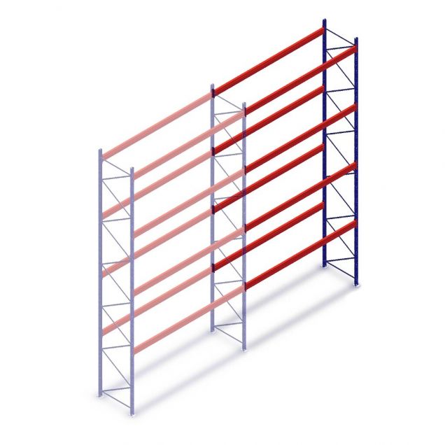 Gebruikte Polypal palletstelling 7000x2700x1100mm (hxbxd) 4 niveaus aanbouwsectie