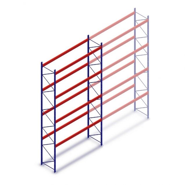 Gebruikte Polypal palletstelling 7000x2700x1100mm (hxbxd) 4 niveaus beginsectie