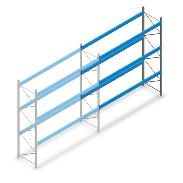 Gebruikte Schaeffer palletstelling 4200x3800x1050mm (hxbxd) 3 niveaus aanbouwsectie