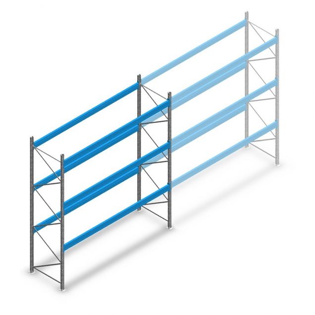 Gebruikte Schaeffer palletstelling 4200x3800x1050mm (hxbxd) 3 niveaus beginsectie