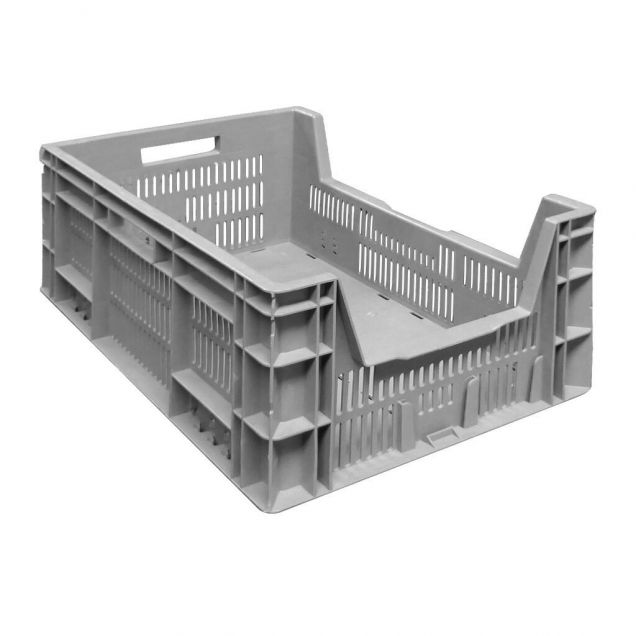 Gebruikte euronorm magazijnbak, stapelbak 600x400x235 mm (lxbxh) grijs