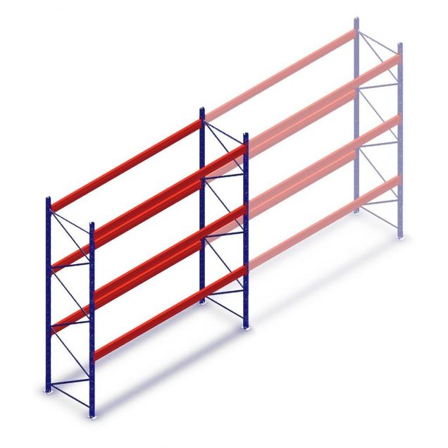 Gebruikte Stow palletstelling 3500x3600x1100mm (hxbxd) 3 niveaus beginsectie