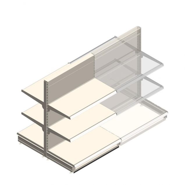 Gondola Tego winkelstelling 1400x1000x570 mm (hxbxd) 3 niveaus RAL9001 beginsectie