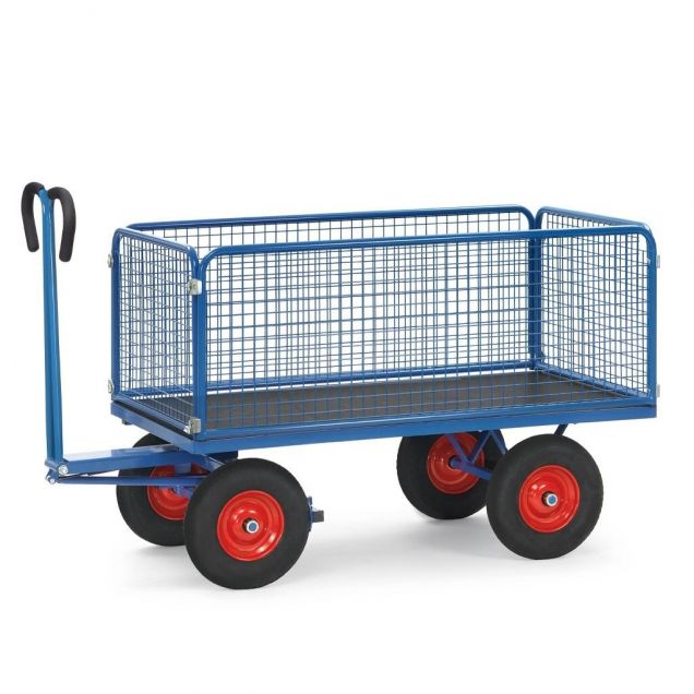 Handtrekwagen met draadgaas wanden 1200x800x1125 mm (lxbxh) 750 kg