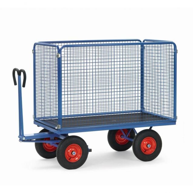 Handtrekwagen met draadgaas wanden 1200x800x1490 mm (lxbxh) 1000 kg