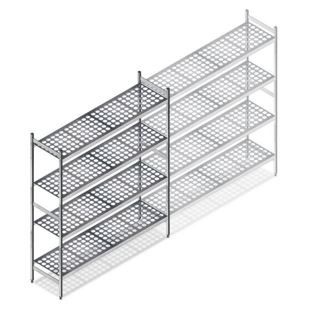 Hygiënische stelling 5711 1800x1070x460 mm (hxbxd) 4 niveaus beginsectie