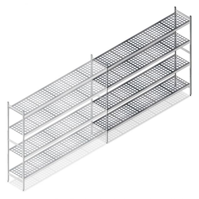 Hygiënische stelling 5711 1800x1490x460 mm (hxbxd) 4 niveaus aanbouwsectie